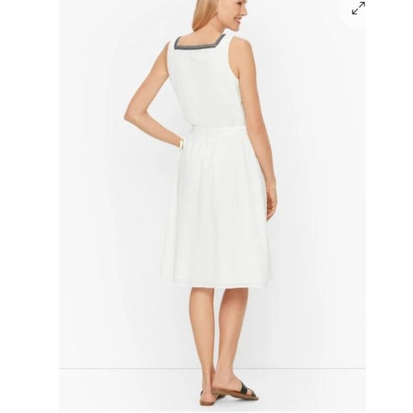 Talbots Dress 16 White Gauze Cotton Flowy Embroidered Black NWT Washable $119 - Picture 6 of 13